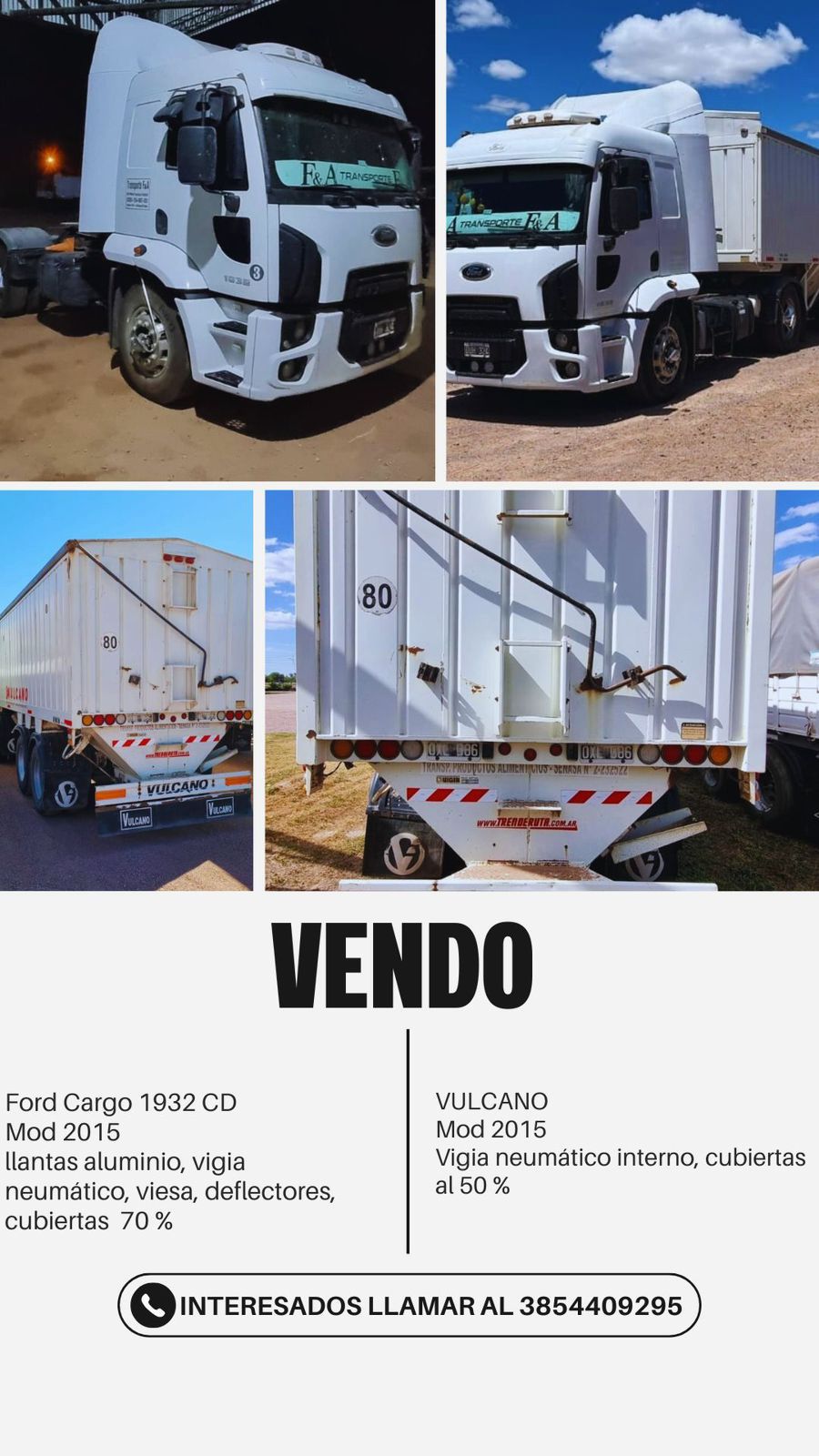 FORD CARGO 2015 CON SEMI TOLVA VULCANO 2015
