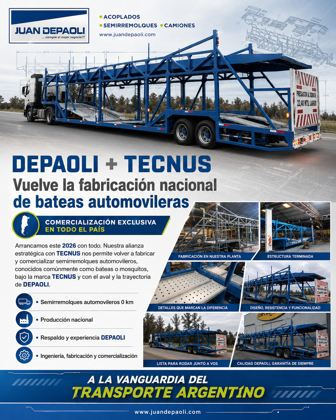 Depaoli y TECNUS reactivan la fabricación nacional de bateas automovileras